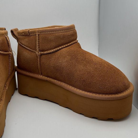 CUSHIONAIRE Women's Genuine Suede pull platform boot +Memory Foam 6 CHESTNUT - Picture 6 of 7